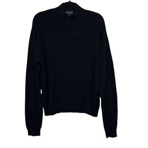 Anthology Black Silk Cotton Windowpane Plaid Knit Turtleneck Sweater XXL